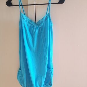 Teal Lace-Trimmed Tank